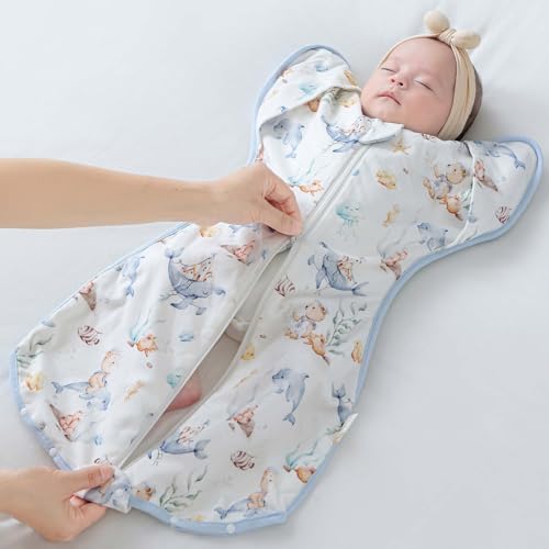 JOYNCLEON 0.5 TOG Baby Sleep Sack Swaddle - Medium, Blue (8.8-16.5 Lbs)