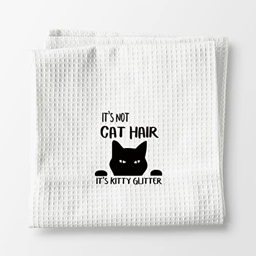 Voatok It's Not Cat Hair Kitty Glitter Hand Towels - Funny Black Cat Decor - Variation: Cat2