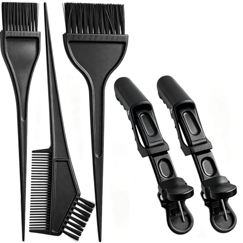 Borogo 6-Piece Professional Hair Coloring Dye Kit with Bowl, Brushes & Clips