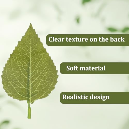 30 PCS Artificial Green Leaves for Wedding Bouquets & Crafts