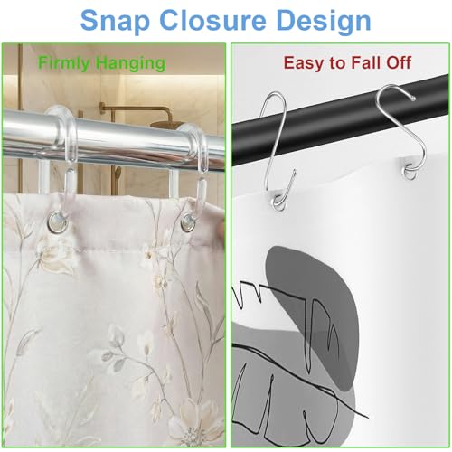 Exptolii 24 PCS C-Shaped Plastic Shower Curtain Rings - Clear Glide Hooks