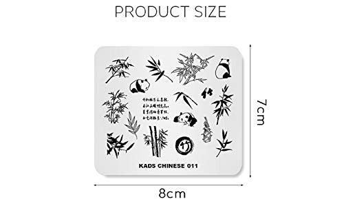Panda Nail Art Stamping Plate Chinese Style Stainless Steel Manicure Template