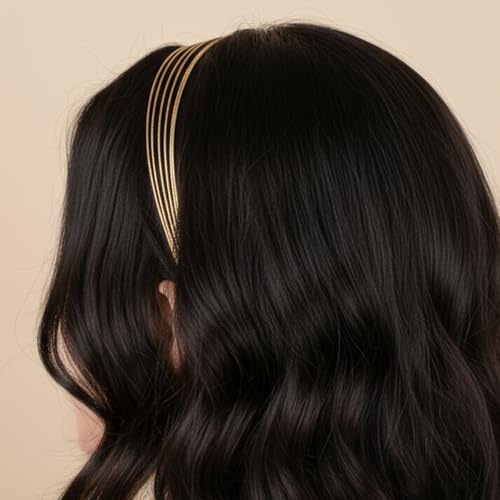 Dopenspi 2-Piece Multi-Layer Gold Metal Headband Set for Women