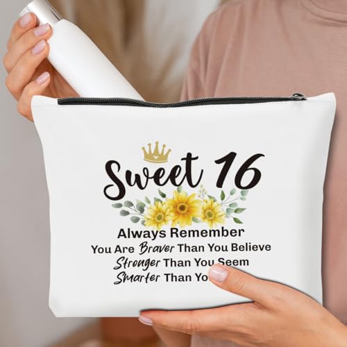 Funny 16th Birthday Makeup Bag Cotton Cosmetic Pouch for Girls