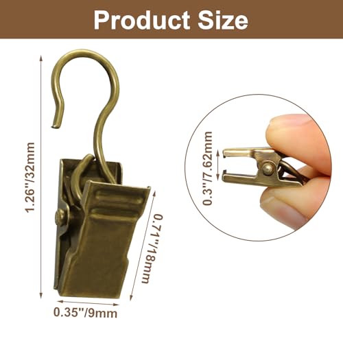 50 Pack Gold Heavy Duty Curtain Clips - Sturdy Metal Hooks