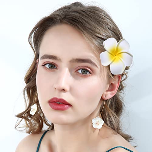 CBLUO 12 Pcs Plumeria Flower Hair Clips Hawaiian Luau Beach Hair Barrettes