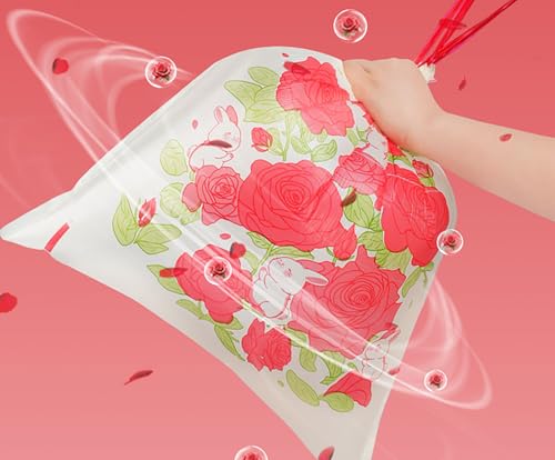 Rose Scented 4 Gallon Trash Bags, 80 Count Thickened Drawstring Garbage Bags