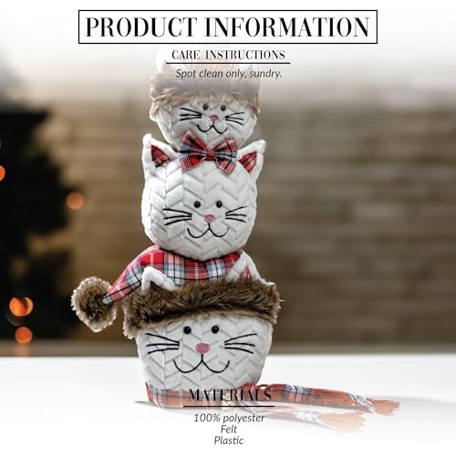 Festive Cat Figurines Set - 21 Inch Holiday Home Decor with Stacked Cats