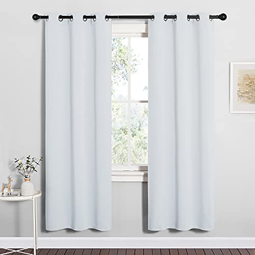 NICETOWN Greyish White Room Darkening Curtains, 34" x 72" - 2 Panels