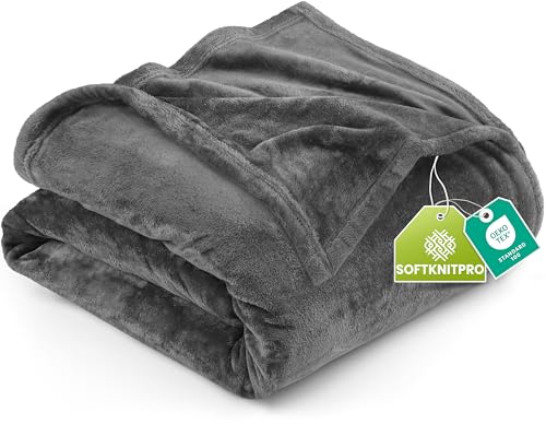 Utopia Bedding Ultra Soft Flannel Fleece Blanket - Full Size 90x84, Grey