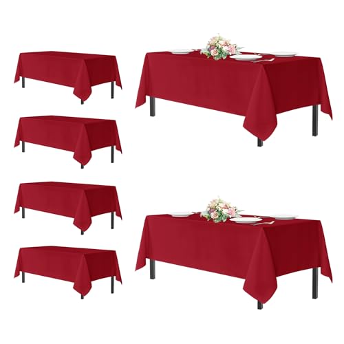 Sancua Red Rectangle Tablecloth 54x108 Inch Pack of 6 for Dining & Events