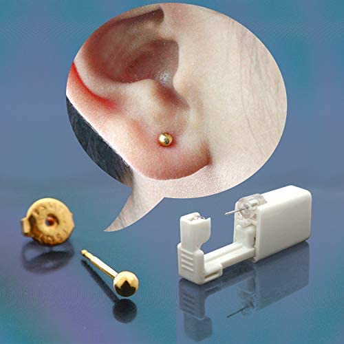 Self Ear Piercing Gun Kit 2 Pack Disposable Painless Gold Peas Studs