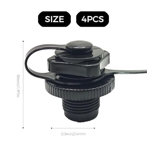 4-Pack Black 24mm Air Valve Caps for Leak-Proof Sealing