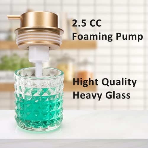 Glass Foam Soap Dispenser with Pump - 9oz Hand Lotion & Shampoo