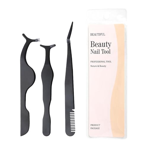 Tormen 3-Piece Eyelash Tweezers Set Stainless Steel Lash Applicator Tool
