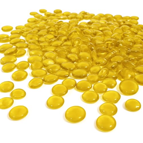 Yellow Flat Glass Marbles - 1 lb (100 pcs) for Crafts & Decor