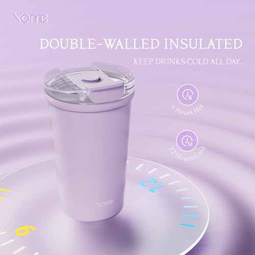 YOME 12oz Insulated Coffee Cup - Light Purple Leak-Proof Travel Tumbler