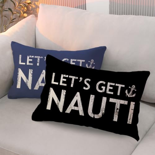 Nautical Anchor Throw Pillow Cover - Coastal Beach Decor 12x20