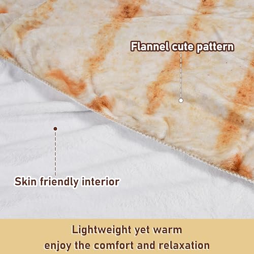 Catalonia Naan Blanket - Soft Flannel Pizza Design, 59 Inch