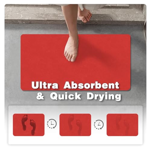 TYUU Christmas Red Bath Mat Runner 24x70 Inch Non Slip Bathroom Rug