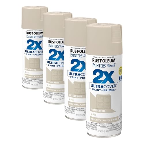 Rust-Oleum Painter's Touch 2X Ultra Cover Spray Paint, Gloss Cottage White, 12 oz (4-Pack)