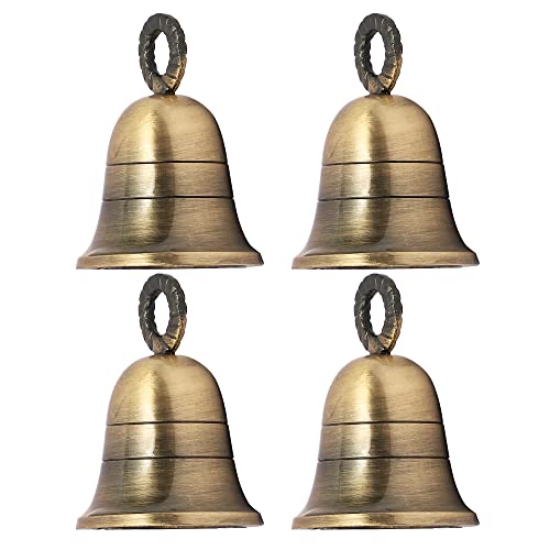 Indian Brass Jingle Bells for Home Decor Crafting & Door Decorations - 4 Plain
