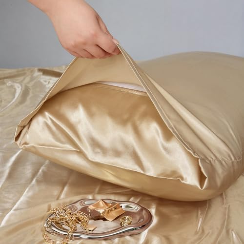 NookZuzu Toddler Satin Pillowcases 14x20 - 2 Pack, Khaki