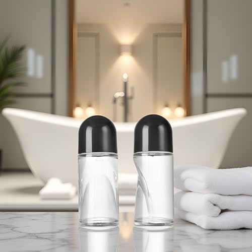50ml Glass Rollerball Bottles with Black Lids, Leak-Proof 2-Pack