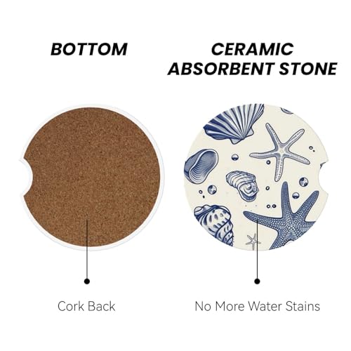 Car Coasters for Cup Holders - 2 Pack Ceramic Absorbent Design