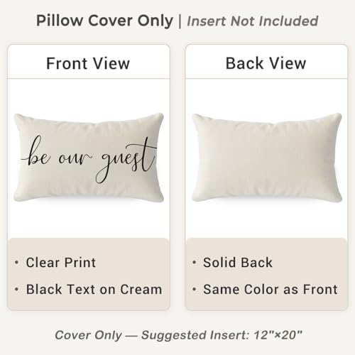 Farmhouse Be Our Guest Throw Pillow Cover 12x20 Inch