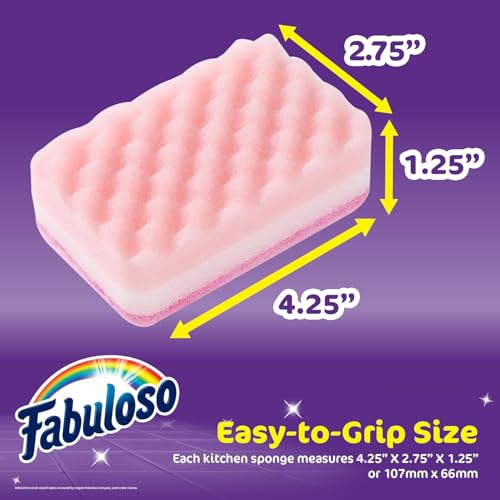 Fabuloso Scratch-Free Kitchen Dish Sponges, Rainbow, 12-Pack (6 Count, 2-Pack)