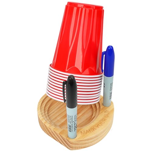 Wooden Drink Holder with Marker Slot - Party Essential (Variation 1)