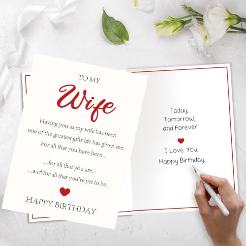 Romantic Birthday Card for Wife with Envelope | Heartfelt Wishes
