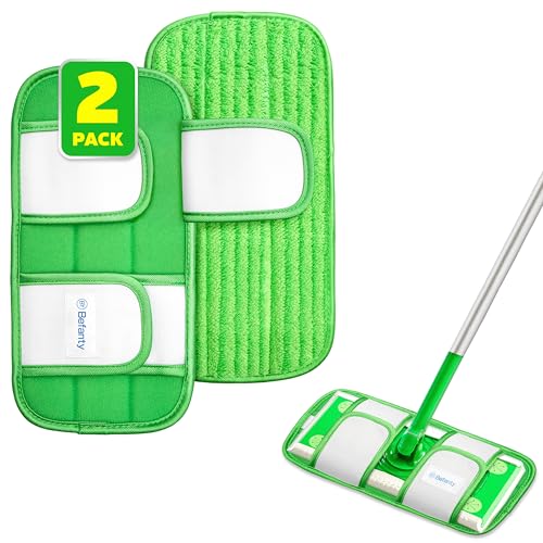 Befanty 2 Pack Microfiber Mop Pads for Swiffer & 10-12 Inch Mops, Reusable & Machine Washable