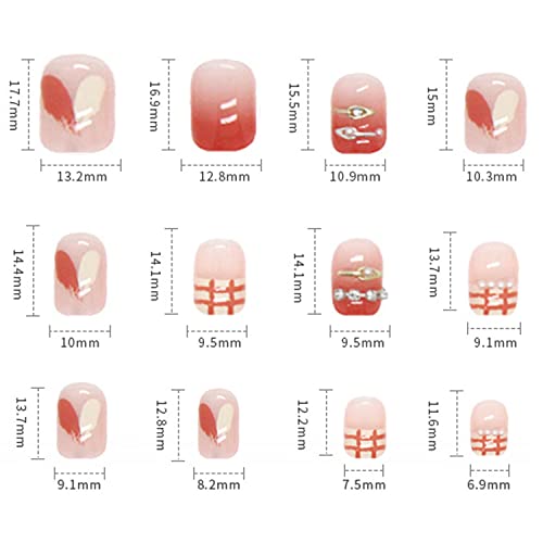 Vezocim Short Press-On Nails with Rhinestone Diamond Design 24Pcs