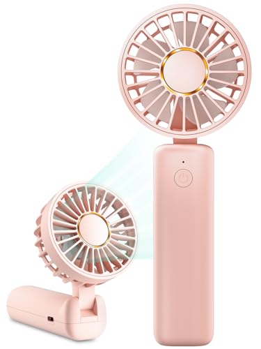 Hssio Pink Portable Handheld Fan - Foldable, 180° Rotation, 3 Speeds
