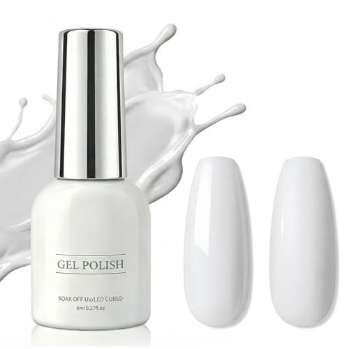 Finenohoory White Gel Nail Polish 8ml UV LED Soak Off Long Lasting
