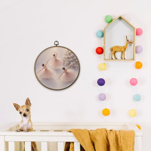 Christmas Snowy Scene Ballerina Wall Art - Framed Canvas Decor 10x10 Inches