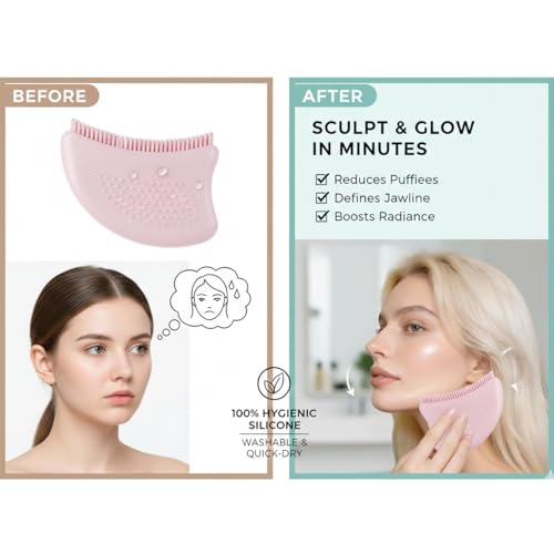 Silicone Lymphatic Face Brush & Gua Sha Tool for Contour and Puffiness