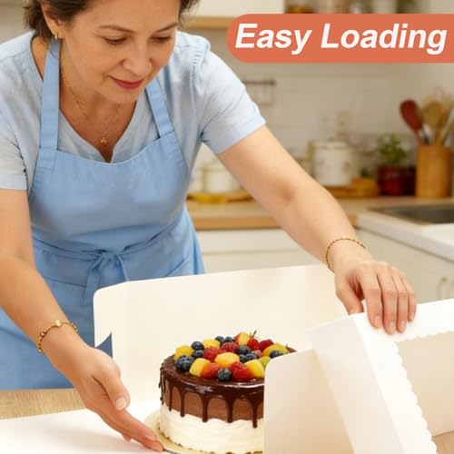 12x12x8 Inch Cake Boxes with Window - 2 Pack Cake Carrier