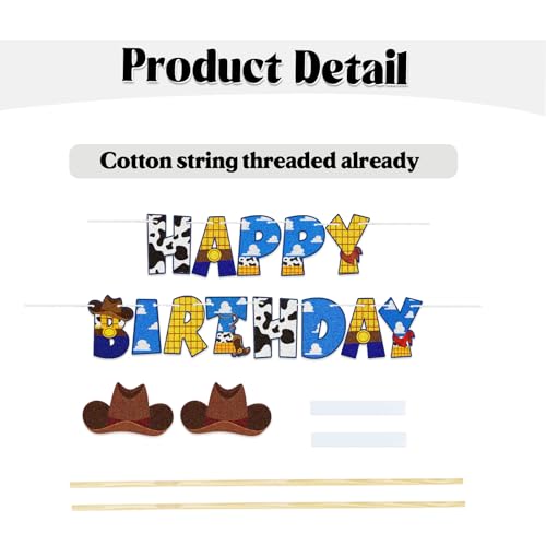 Handmade Cartoon Toy Birthday Cake Topper Banner - Colorful Pennant Garland