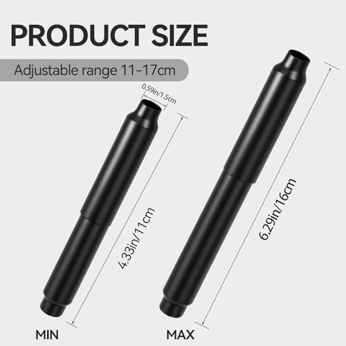 Adjustable Toilet Paper Holder Spring Rod - Black Stainless Steel Replacement