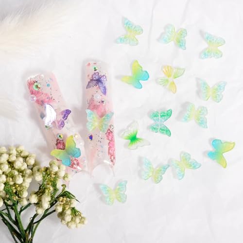 3D Butterfly Nail Charms Resin Nail Art Decorations 100 Pcs Mix Colors