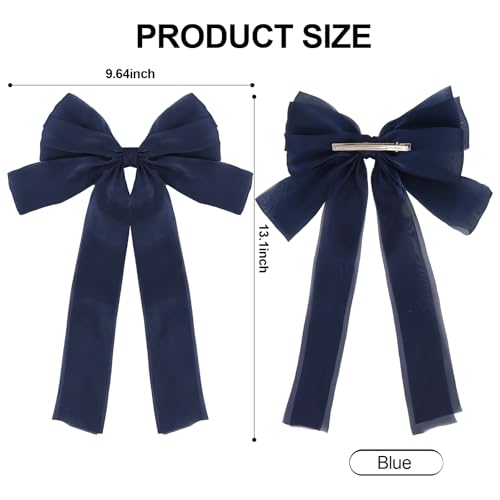 GAFATORY 5-Pack Extra Large Silk Hair Bow Clips for Women and Girls
