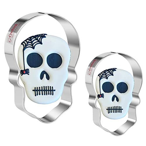 Halloween Skull Cookie Cutter Set - 2 Stainless Steel Baking Molds