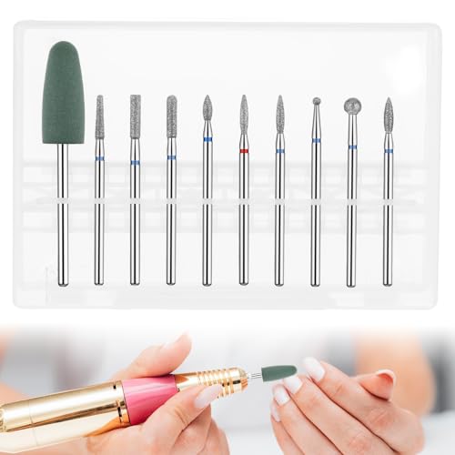 Nail Drill Bit Set 10-Piece Professional Diamond Cuticle Removal Bits