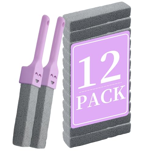 12 Pack Pumice Stones with Handles for Toilet and Surface Cleaning - SilkGleam