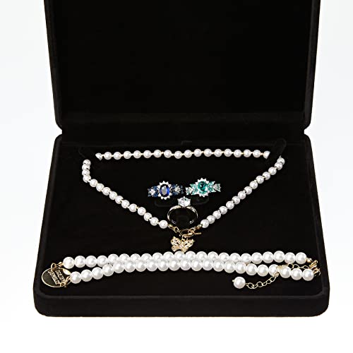 LETURE Large Velvet Jewelry Set Gift Box - Black Jewelry Organizer