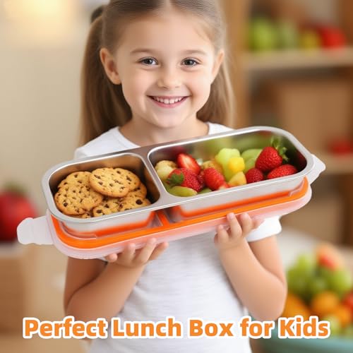 CLZWiiN 2-Compartment Stainless Steel Snack Container, Leak-Proof Bento Box