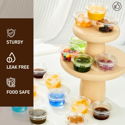 YEEHAW 2 oz Jello Shot Cups with Lids - 100 Pack Disposable Portion Cups